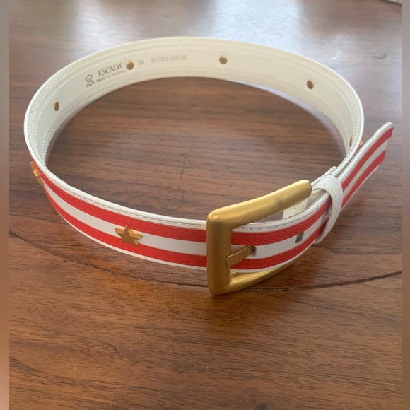 Vintage Escada Red and White Star Belt Sz 34 - Picture 5 of 9
